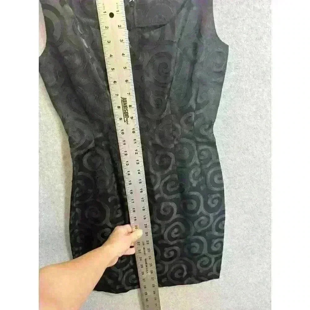 VTG 90s Jacquard Little Black Mini Dress Arrested Jonathan Martin Sz 3/4 80s EUC - Picture 10 of 15